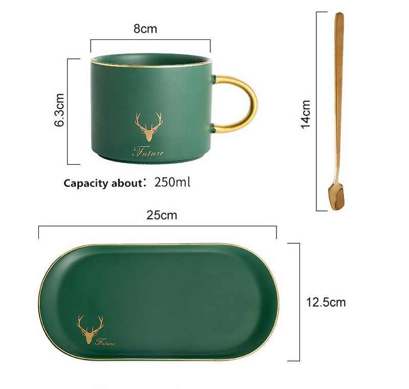 Set cană și farfurii din ceramică nordică ceai de după-amiază pentru petrecerea timpului liber ceașcă din ceramică tavă ovală farfurie din ceramică cu lingură pentru a trimite prietenilor