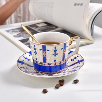 Nordic Style Bone China Coffee Poucer Poucer Σετ κουταλιού 220ml British Cafe Porcelain Tea Cup Advanced Ceramic Cup