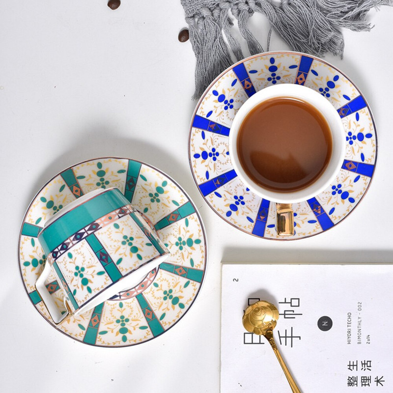 Nordic Style Bone China kávéscsésze csészealj kanál készlet 220ml British Cafe porcelán teáscsésze Advanced kerámia teáscsésze
