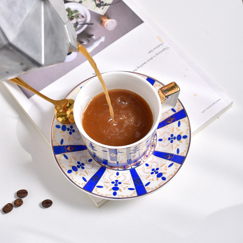 Nordic Style Bone China kávéscsésze csészealj kanál készlet 220ml British Cafe porcelán teáscsésze Advanced kerámia teáscsésze
