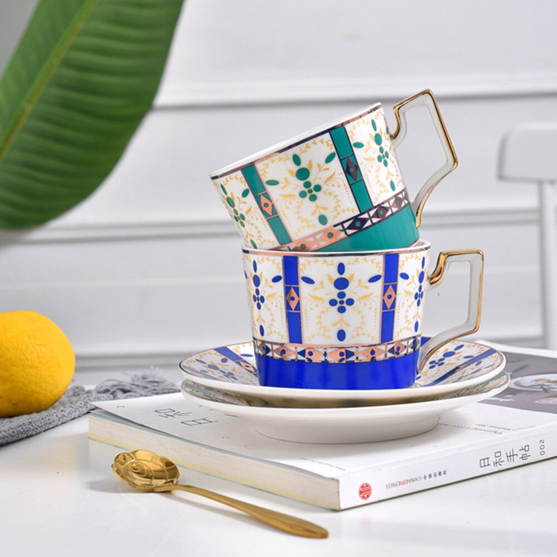 Nordic Style Bone China kávéscsésze csészealj kanál készlet 220ml British Cafe porcelán teáscsésze Advanced kerámia teáscsésze