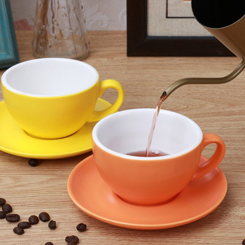 Удебелен комплект керамични чаши за кафе с голямо гърло прост комплект за кафе с един продукт Европейски стил изискан творчески цял комплект 240 ml
