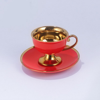 Modern Bone China csésze és csészealj szettek francia aranyozott Decora irodai kávéscsésze készletek Golden Stroke otthoni kávéscsészék