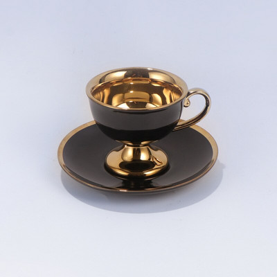 Modern Bone China csésze és csészealj szettek francia aranyozott Decora irodai kávéscsésze készletek Golden Stroke otthoni kávéscsészék