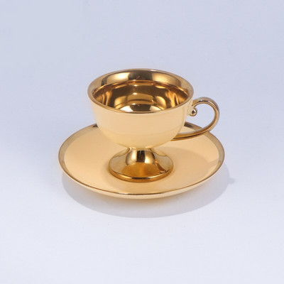 Modern Bone China csésze és csészealj szettek francia aranyozott Decora irodai kávéscsésze készletek Golden Stroke otthoni kávéscsészék