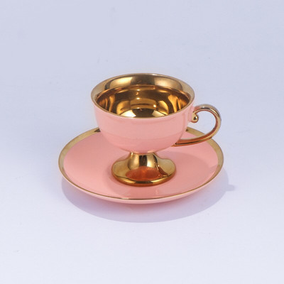 Modern Bone China csésze és csészealj szettek francia aranyozott Decora irodai kávéscsésze készletek Golden Stroke otthoni kávéscsészék