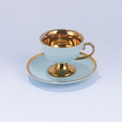 Modern Bone China csésze és csészealj szettek francia aranyozott Decora irodai kávéscsésze készletek Golden Stroke otthoni kávéscsészék