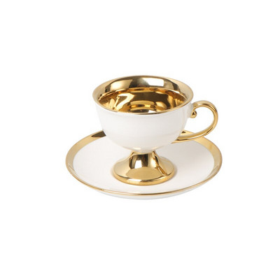 Modern Bone China csésze és csészealj szettek francia aranyozott Decora irodai kávéscsésze készletek Golden Stroke otthoni kávéscsészék