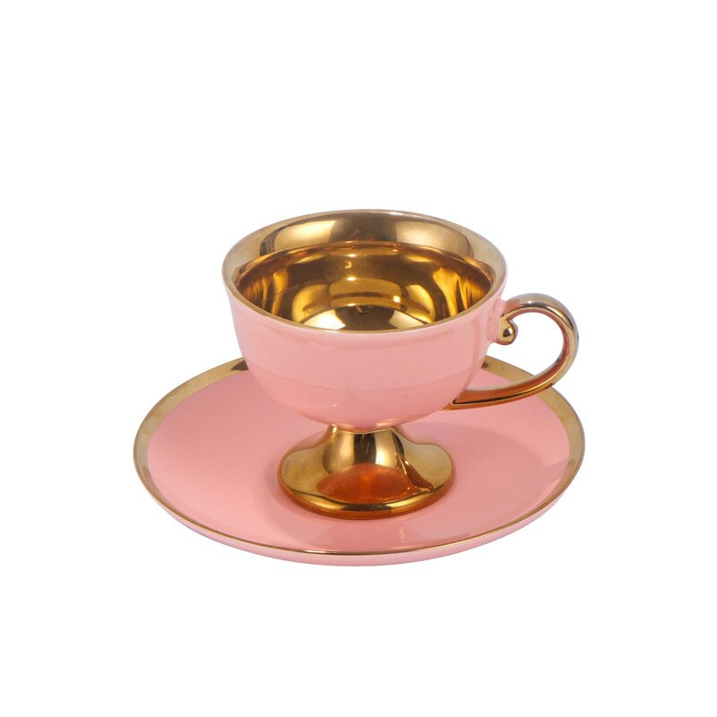Modern Bone China csésze és csészealj szettek francia aranyozott Decora irodai kávéscsésze készletek Golden Stroke otthoni kávéscsészék