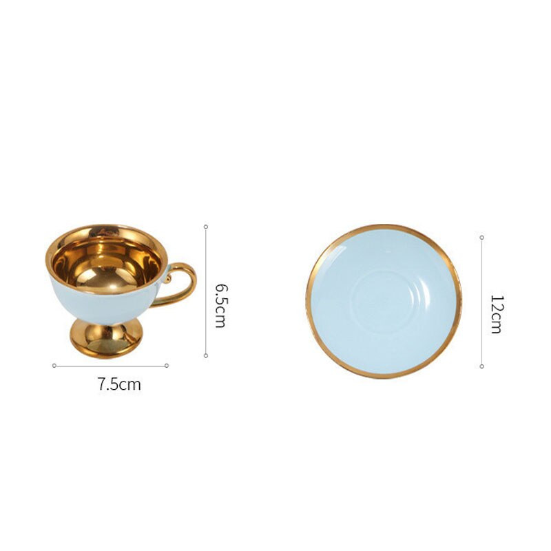 Modern Bone China csésze és csészealj szettek francia aranyozott Decora irodai kávéscsésze készletek Golden Stroke otthoni kávéscsészék