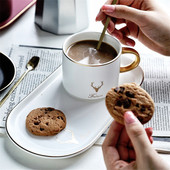 Europska Phnom Penh keramička šalica za kavu s tanjurićem i žlicom Setovi Šalica za čaj Mlijeko Šalice za doručak Tanjur za desert Posuda za kolač Posuđe