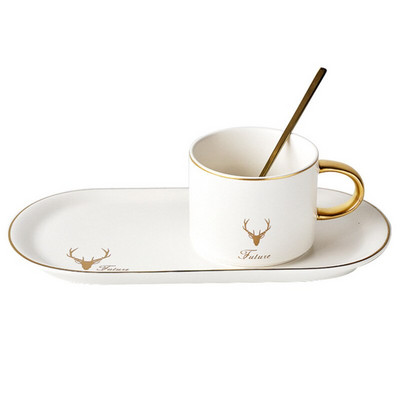Europska Phnom Penh keramička šalica za kavu s tanjurićem i žlicom Setovi Šalica za čaj Mlijeko Šalice za doručak Tanjur za desert Posuda za kolač Posuđe
