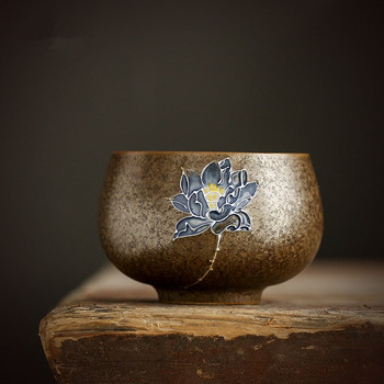 Χειροποίητο ανάγλυφο Lotus Tea Cup Ceramic Single Cup Kiln Tea Cup Master Cup Αξεσουάρ τσαγιού φλιτζάνι τσαγιού χονδροειδούς κεραμικής