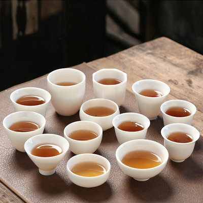 3gab/iepakojumā Lanolīna Jade Dehua baltā porcelāna tējas krūze Kungfu tējas komplekts Pu`er melnā tēja roka tēja bez karstas tējas krūze dzeršanai viena krūze