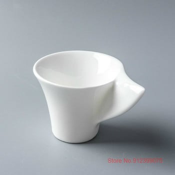 70ml Mini Wave Modeling Design Σετ φλιτζάνι καφέ και πιατάκι εσπρέσο Pure White Bone China Latte Cappuccino Tasse Cafe