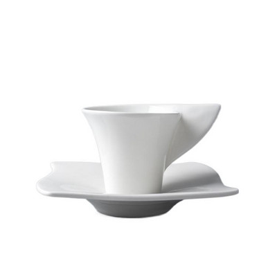 70 ml-es Mini Wave Modeling Design eszpresszó kávéscsésze és csészealj készlet Pure White Bone China Latte Cappuccino teáscsésze Tasse Cafe készlet