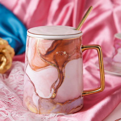 Cadou de Ziua Îndrăgostiților pentru iubita ceașcă de cafea din ceramică ceașcă europeană cu lingură și set de vase cană de lux rafinată