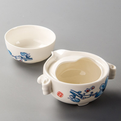 Plavo-bijeli porculanski set za čaj 1 lonac 1 šalica, visokokvalitetni prekrasni i elegantni Gaiwan čajnik i šalice za jednostavno putovanje