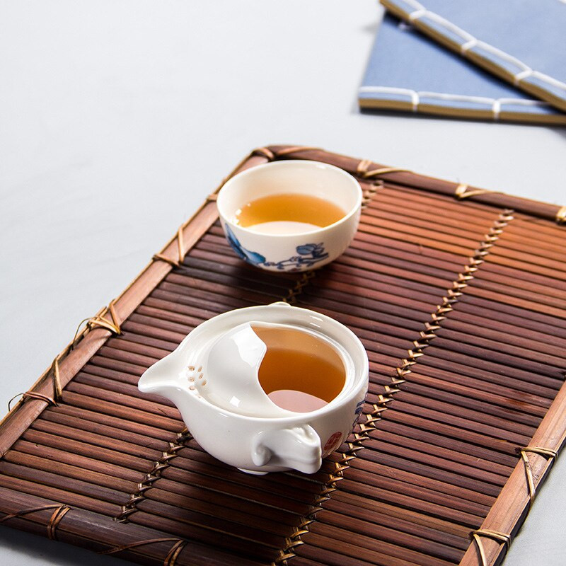 Plavo-bijeli porculanski set za čaj 1 lonac 1 šalica, visokokvalitetni prekrasni i elegantni Gaiwan čajnik i šalice za jednostavno putovanje