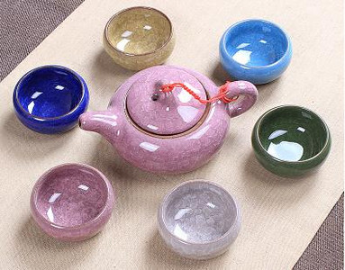 Veleprodajni Crackle Glaze Kung Fu set za čaj, keramički set za čaj, šalica za čaj, kineski set za čaj za putovanja, pribor za piće, setovi za kavu i čaj 1 posuda 6 šalica za čaj