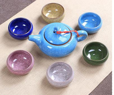 Veleprodajni Crackle Glaze Kung Fu set za čaj, keramički set za čaj, šalica za čaj, kineski set za čaj za putovanja, pribor za piće, setovi za kavu i čaj 1 posuda 6 šalica za čaj