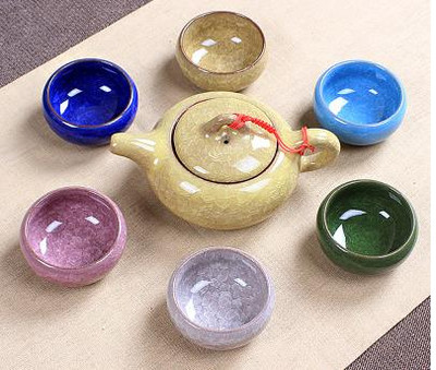 Veleprodajni Crackle Glaze Kung Fu set za čaj, keramički set za čaj, šalica za čaj, kineski set za čaj za putovanja, pribor za piće, setovi za kavu i čaj 1 posuda 6 šalica za čaj
