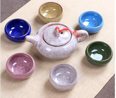 Veleprodajni Crackle Glaze Kung Fu set za čaj, keramički set za čaj, šalica za čaj, kineski set za čaj za putovanja, pribor za piće, setovi za kavu i čaj 1 posuda 6 šalica za čaj