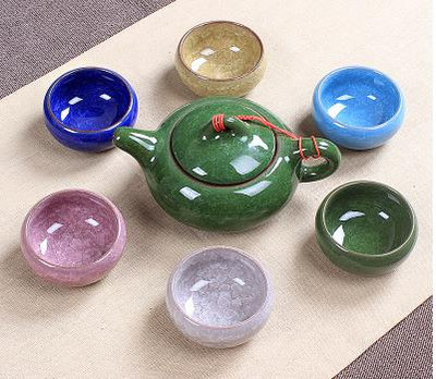 Veleprodajni Crackle Glaze Kung Fu set za čaj, keramički set za čaj, šalica za čaj, kineski set za čaj za putovanja, pribor za piće, setovi za kavu i čaj 1 posuda 6 šalica za čaj