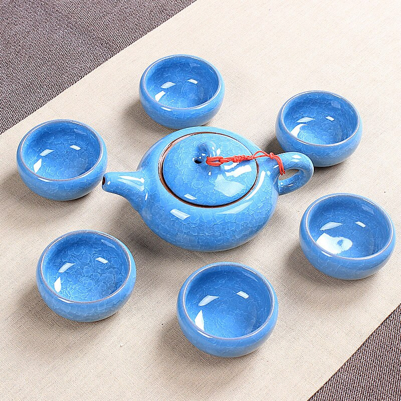 Veleprodajni Crackle Glaze Kung Fu set za čaj, keramički set za čaj, šalica za čaj, kineski set za čaj za putovanja, pribor za piće, setovi za kavu i čaj 1 posuda 6 šalica za čaj