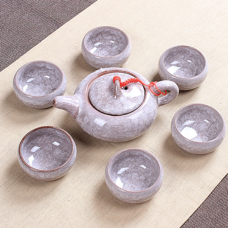 Veleprodajni Crackle Glaze Kung Fu set za čaj, keramički set za čaj, šalica za čaj, kineski set za čaj za putovanja, pribor za piće, setovi za kavu i čaj 1 posuda 6 šalica za čaj