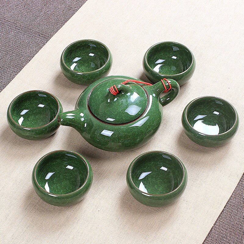 Veleprodajni Crackle Glaze Kung Fu set za čaj, keramički set za čaj, šalica za čaj, kineski set za čaj za putovanja, pribor za piće, setovi za kavu i čaj 1 posuda 6 šalica za čaj