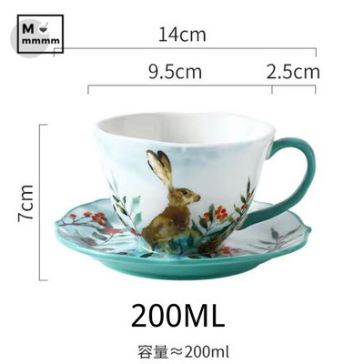 Drinkware Bts Cup Forest Animals Bögre csészealjakkal Espresso Cup Eredeti bögrék Kerámia bögrék Kávéscsészék szett desszerttányérral