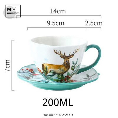 Drinkware Bts Cup Forest Animals Bögre csészealjakkal Espresso Cup Eredeti bögrék Kerámia bögrék Kávéscsészék szett desszerttányérral