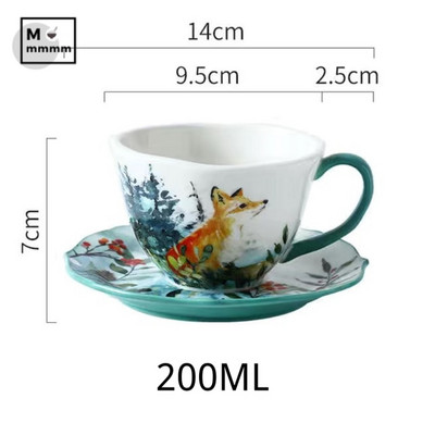 Drinkware Bts Cup Forest Animals Bögre csészealjakkal Espresso Cup Eredeti bögrék Kerámia bögrék Kávéscsészék szett desszerttányérral