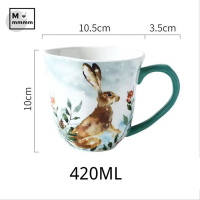 Drinkware Bts Cup Forest Animals Bögre csészealjakkal Espresso Cup Eredeti bögrék Kerámia bögrék Kávéscsészék szett desszerttányérral