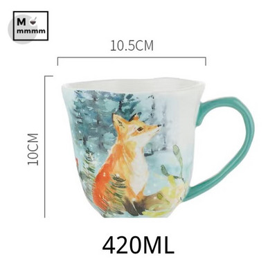 Drinkware Bts Cup Forest Animals Bögre csészealjakkal Espresso Cup Eredeti bögrék Kerámia bögrék Kávéscsészék szett desszerttányérral