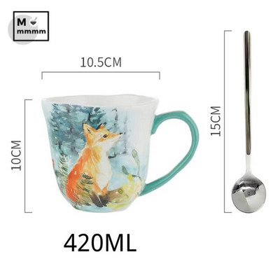 Drinkware Bts Cup Forest Animals Bögre csészealjakkal Espresso Cup Eredeti bögrék Kerámia bögrék Kávéscsészék szett desszerttányérral