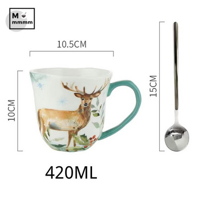 Drinkware Bts Cup Forest Animals Bögre csészealjakkal Espresso Cup Eredeti bögrék Kerámia bögrék Kávéscsészék szett desszerttányérral