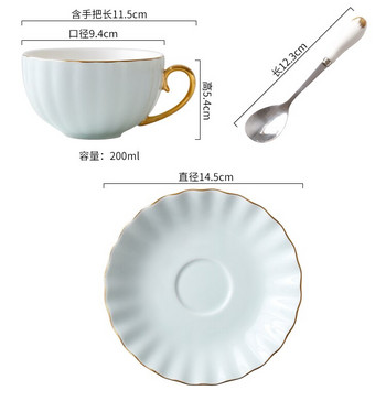Europe Type Manual Paint Bone China Φλιτζάνια καφέ και πιατάκια Σετ κουταλιών Tea Cup Home Απογευματινό σετ τσαγιού