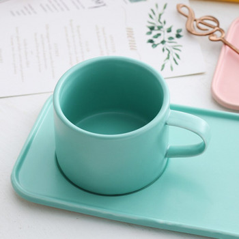 Керамична цветна индивидуална чаша за закуска Едноцветна чаша за кафе Творчески консумативи за кафе-бар Чаша за двойка Чаша + чиния