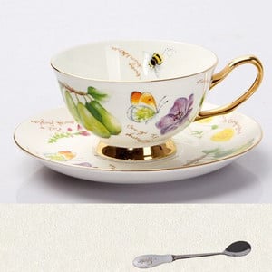 Vyšnių žiedų keraminiai kavos puodeliai ir lėkštės su šaukštu arbatos puodeliai virtuvės gėrimo reikmenys originalumo vestuvinė dovana 220ml