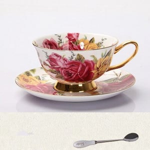 Vyšnių žiedų keraminiai kavos puodeliai ir lėkštės su šaukštu arbatos puodeliai virtuvės gėrimo reikmenys originalumo vestuvinė dovana 220ml