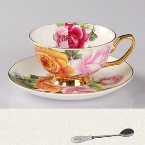 Vyšnių žiedų keraminiai kavos puodeliai ir lėkštės su šaukštu arbatos puodeliai virtuvės gėrimo reikmenys originalumo vestuvinė dovana 220ml