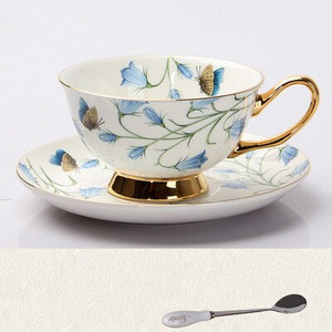 Vyšnių žiedų keraminiai kavos puodeliai ir lėkštės su šaukštu arbatos puodeliai virtuvės gėrimo reikmenys originalumo vestuvinė dovana 220ml