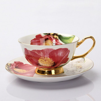 Cherry Blossoms Керамични чаши за кафе и чинийки с лъжица Чаши за чай Кухненски прибори за пиене Оригинален сватбен подарък 220 мл