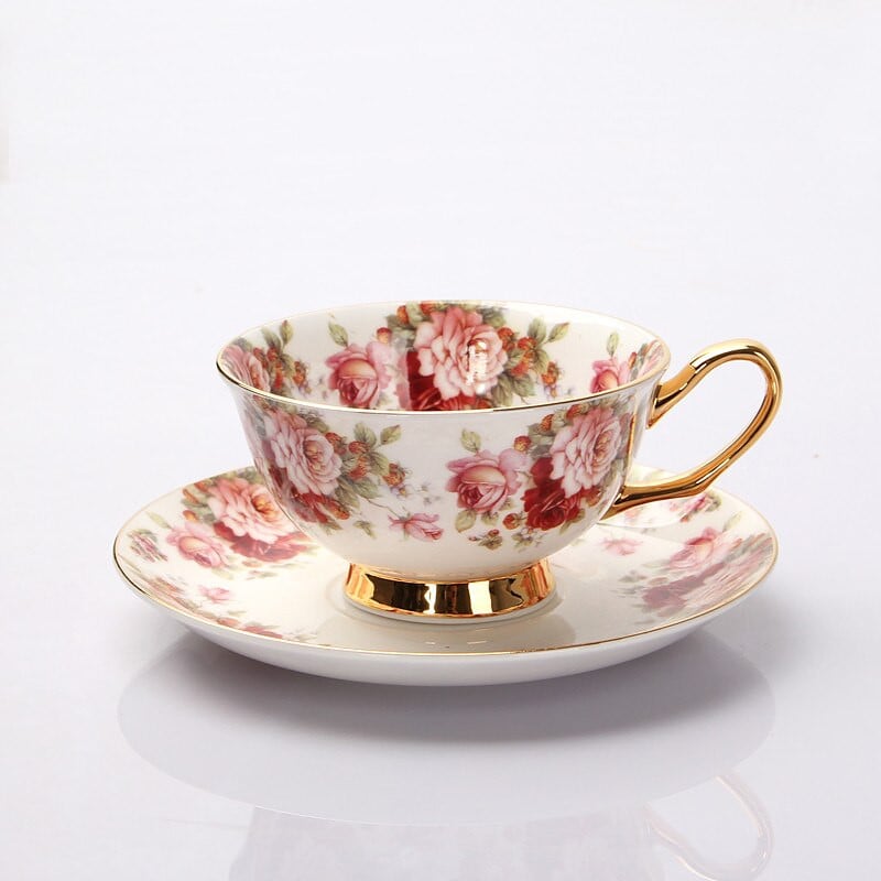 Vyšnių žiedų keraminiai kavos puodeliai ir lėkštės su šaukštu arbatos puodeliai virtuvės gėrimo reikmenys originalumo vestuvinė dovana 220ml