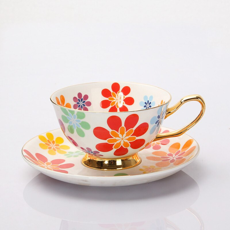 Vyšnių žiedų keraminiai kavos puodeliai ir lėkštės su šaukštu arbatos puodeliai virtuvės gėrimo reikmenys originalumo vestuvinė dovana 220ml