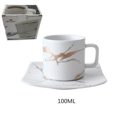 Set de ceai si farfurii din ceramica nordica ceai de dupa-amiaza usor, marmorat, crapatura aurie Phnom Penh, ceai cu lapte, ceai de cafea cu cutie cadou