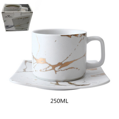 Set de ceai si farfurii din ceramica nordica ceai de dupa-amiaza usor, marmorat, crapatura aurie Phnom Penh, ceai cu lapte, ceai de cafea cu cutie cadou