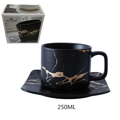 Set de ceai si farfurii din ceramica nordica ceai de dupa-amiaza usor, marmorat, crapatura aurie Phnom Penh, ceai cu lapte, ceai de cafea cu cutie cadou